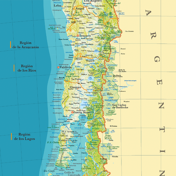 Mapa físico de Chile Gran Formato (Salas de clases)