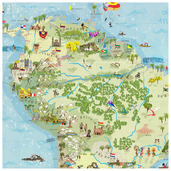 Mapa de Sudamérica Ilustrado