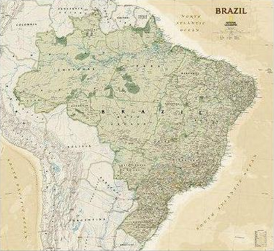 Mapa de Brasil Termolaminado Sepia