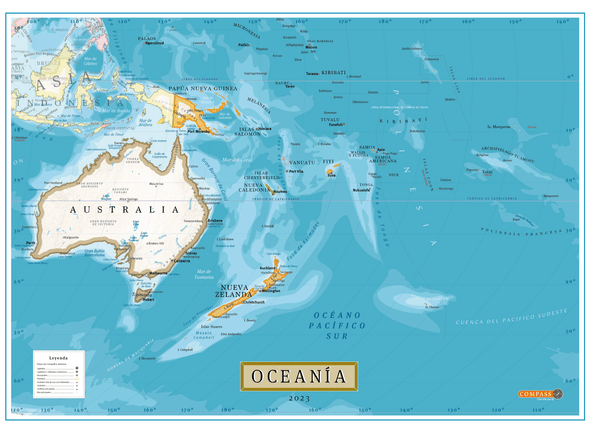 Mapa de Oceanía Gran Formato
