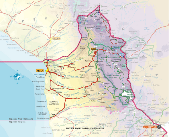 Mapa Físico Arica y Parinacota gratis