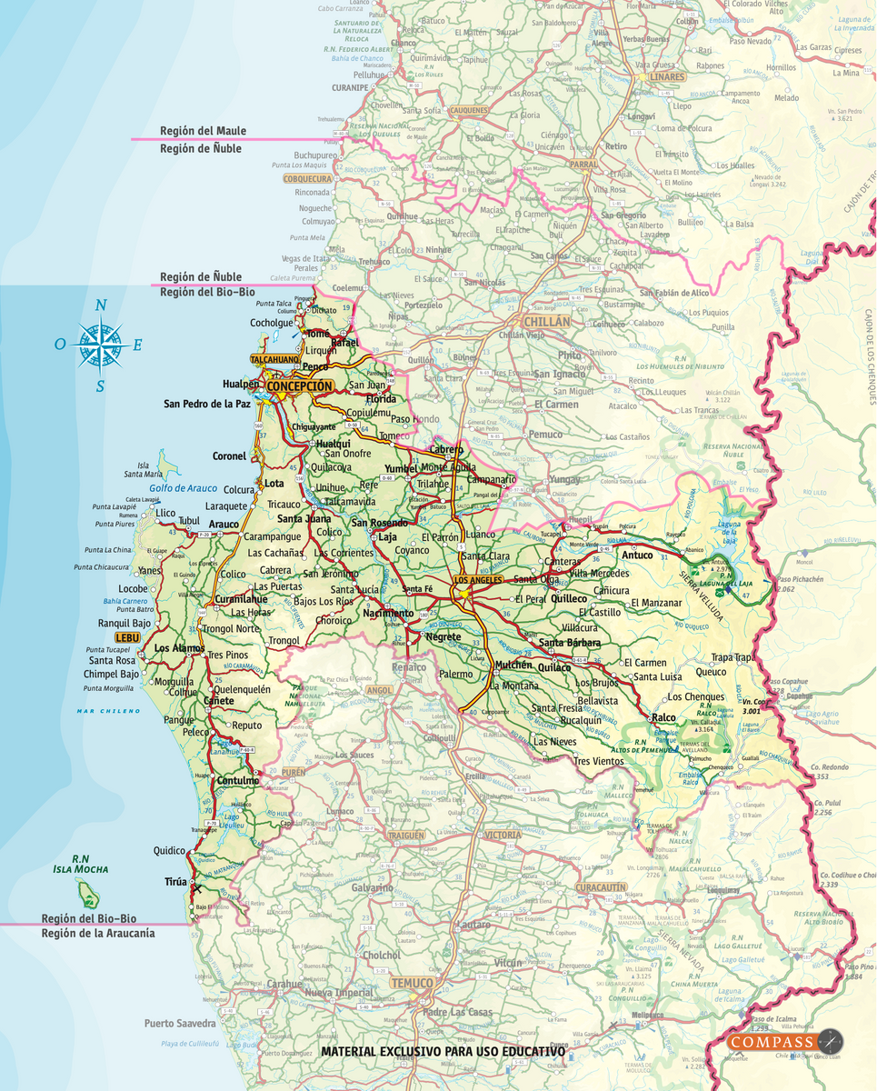 Mapa Físico Biobío gratis – Editorial Compass