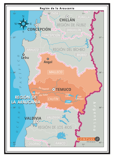 Mapa Político La Araucanía gratis