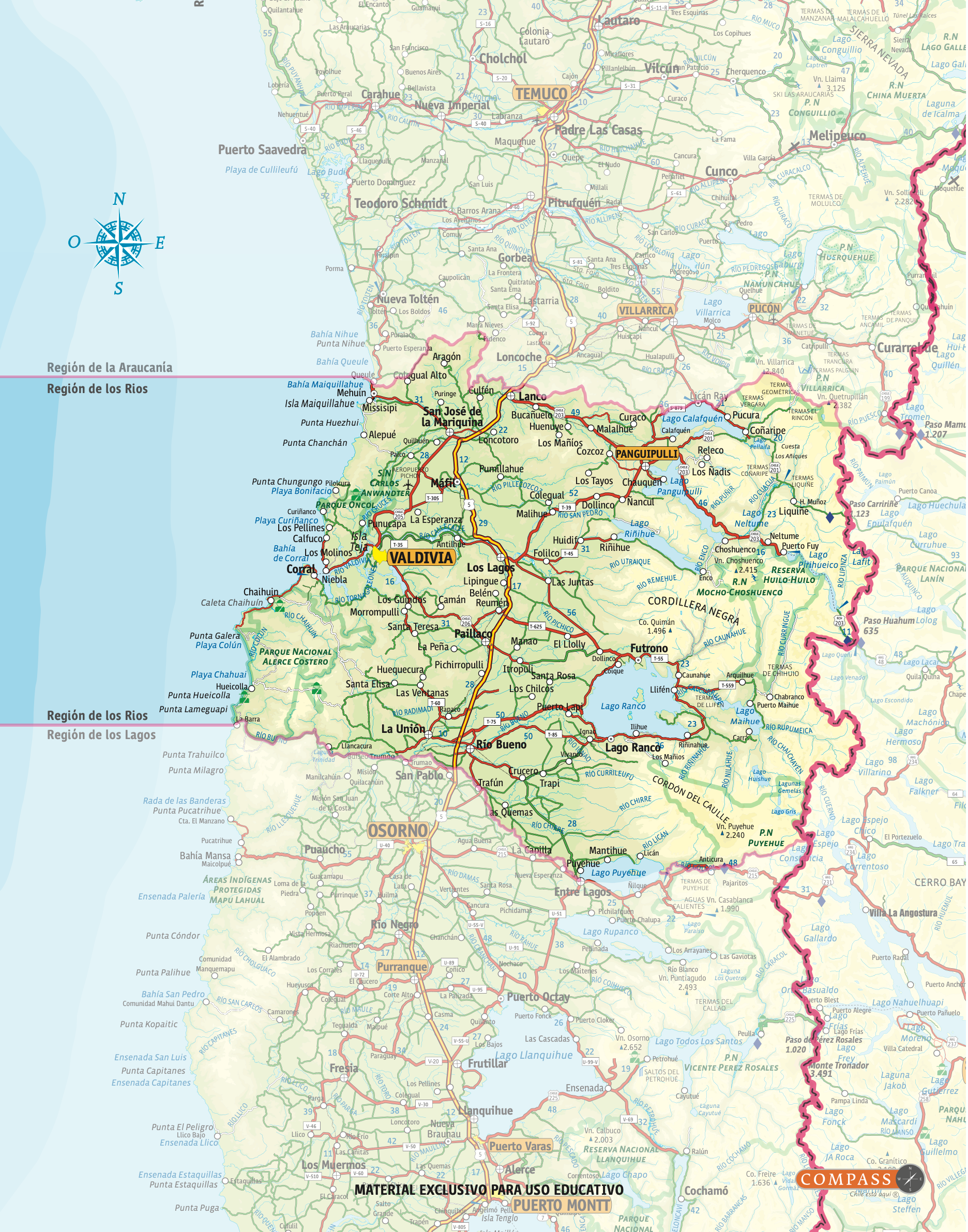 Mapa Rios Rd Mapa Con Ríos Etiquetados Como Ofus Región De Los Ríos Gran Formato
