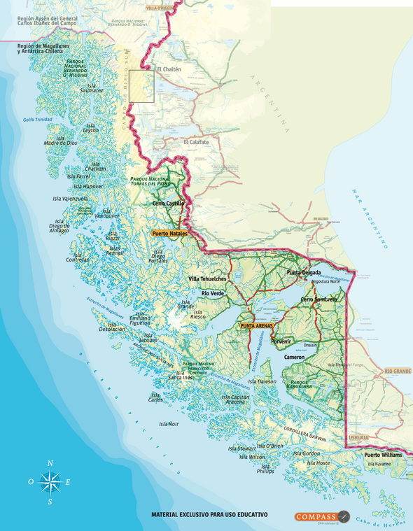 Mapa Físico Magallanes gratis