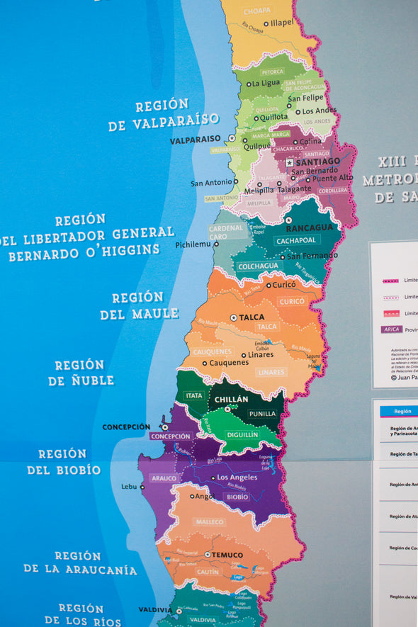 Mapa político de Chile Gran Formato (Salas de clases)