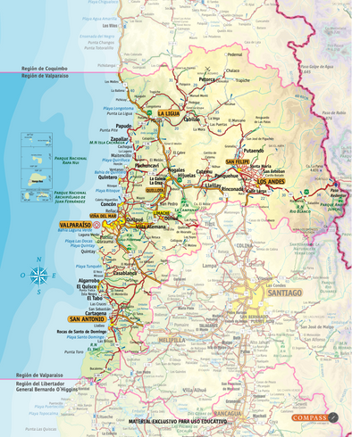 Mapa Físico Valparaíso gratis