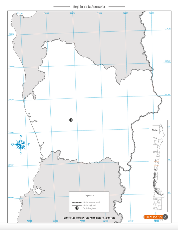 Mapa mudo La Araucanía gratis