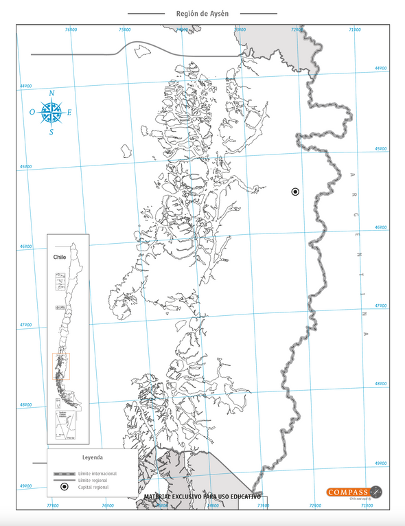 Mapa mudo Aysén gratis