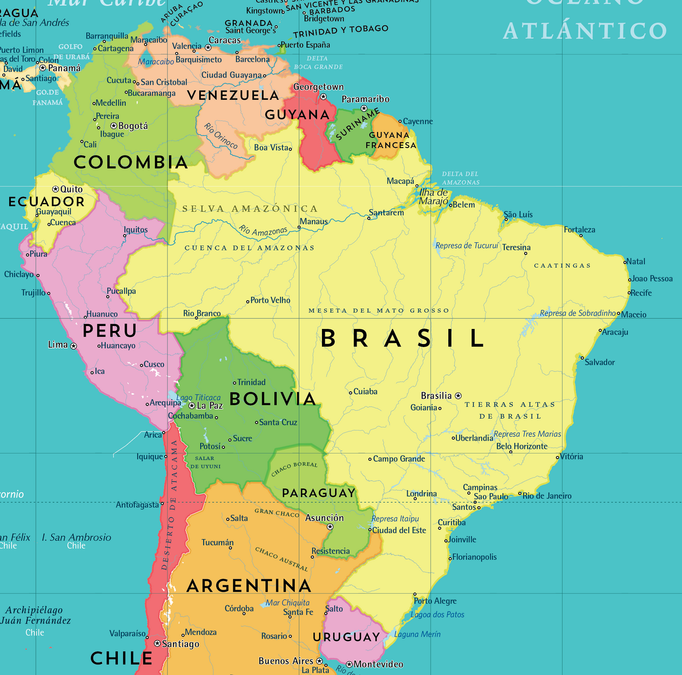 El Mapa De Sudamerica