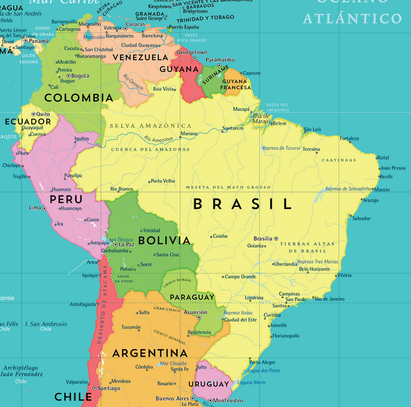 Mapa Político de Sudamérica colgante