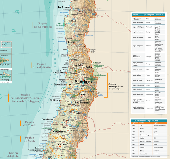 Mapa Físico de Chile