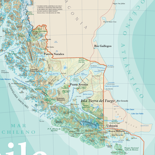 Mapa físico de Chile Gran Formato (Salas de clases)