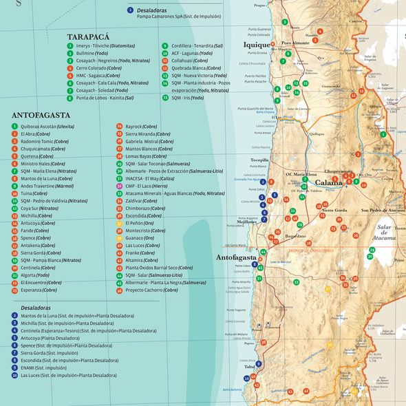 Mapa minero de Chile Gran Formato