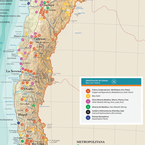Mapa minero de Chile Gran Formato