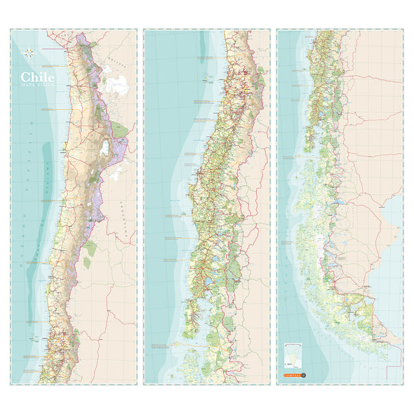Mapa de Chile 3 cuerpos - Colgante
