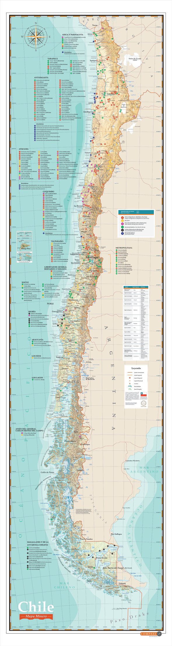 Mapa minero de Chile Gran Formato