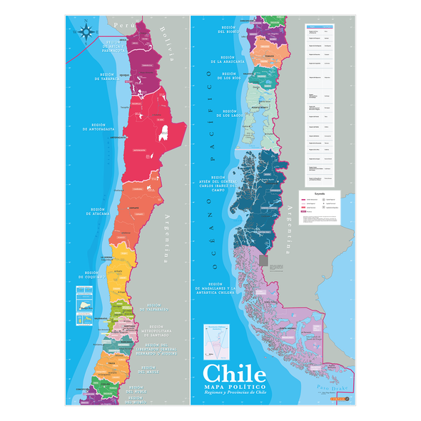 Mapa Político de Chile Gran Formato (Salas de Clase)