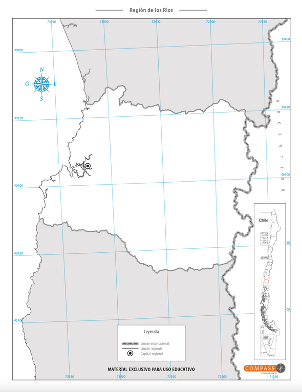 Mapa mudo Los Ríos gratis
