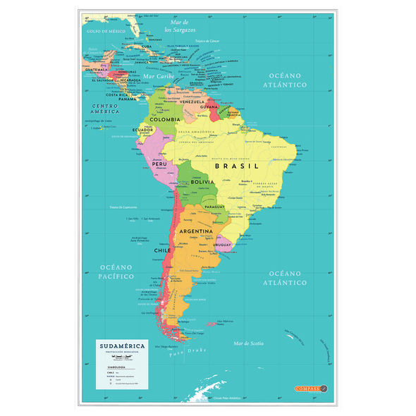 Mapa Político de Sudamérica colgante