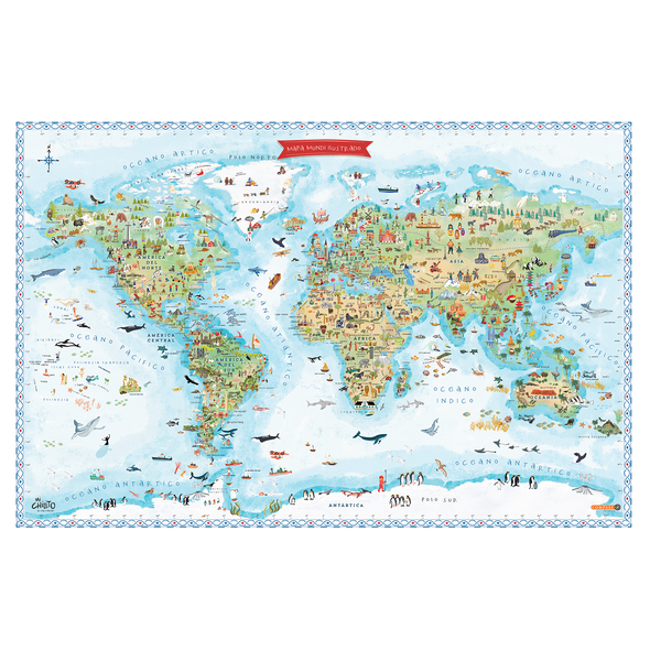 Mapa Mundi Ilustrado Gran Formato