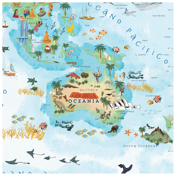 Mapa Mundi Ilustrado Gran Formato