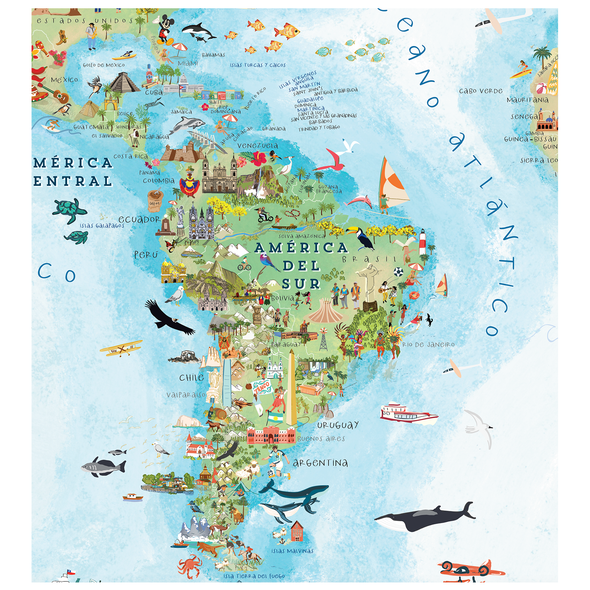 Mapa Mundi Ilustrado Gran Formato