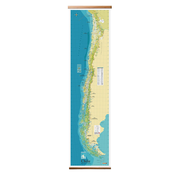 Mapa físico de Chile Gran Formato (Largo)