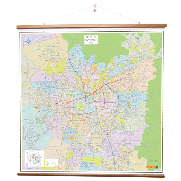 Mapa Gran Santiago 1,7x1,7 mt colgante
