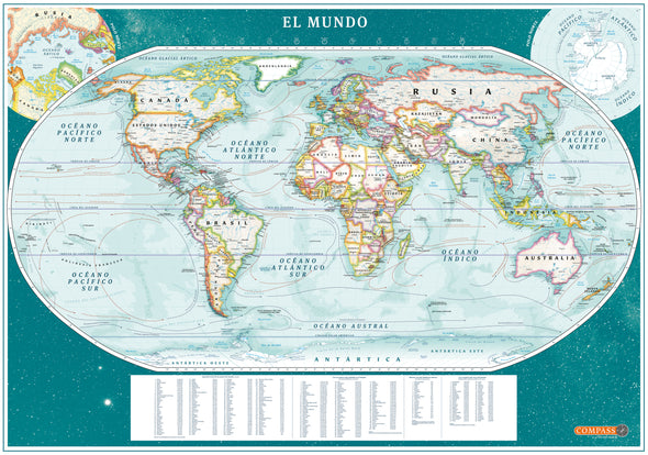 Planisferio Verde Agua para enmarcar