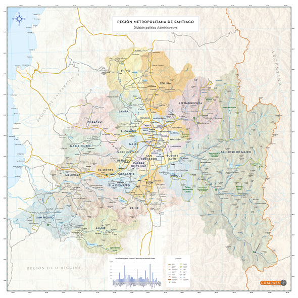 Mapa Región Metropolitana 1x1 mt pineable