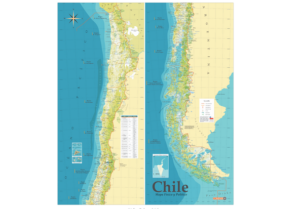 Mapa Físico de Chile Gran Formato