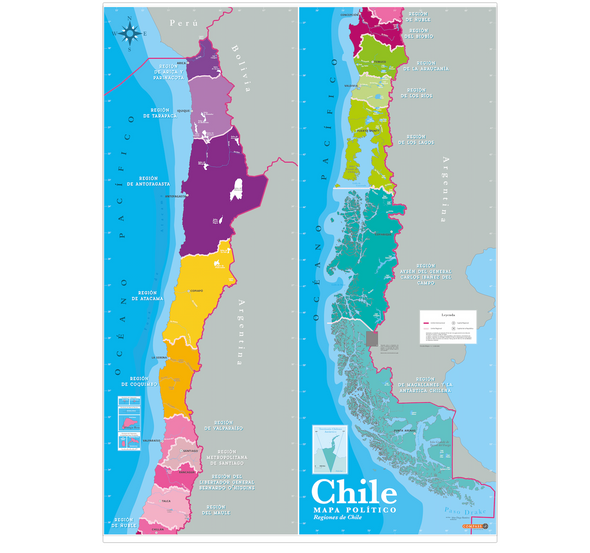Mapa Político de Chile Gran Formato