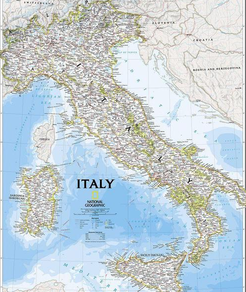 Mapa de Italia Termolaminado