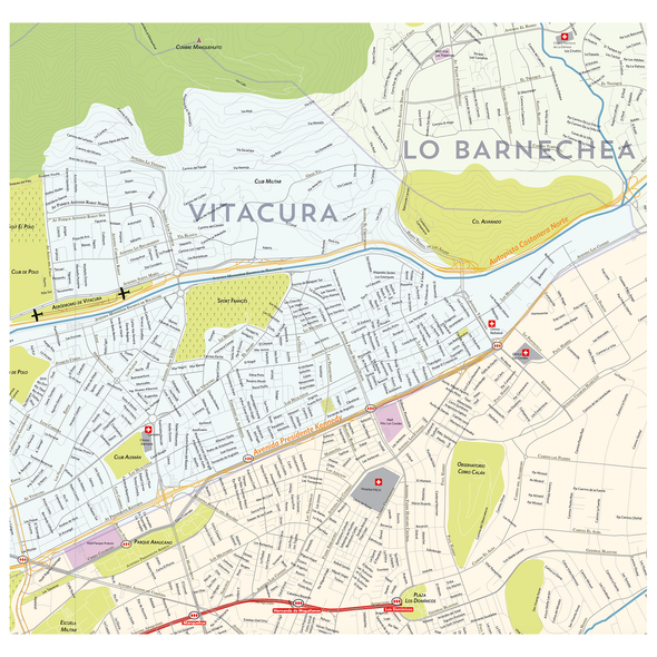 Mapa comunas zona oriente de Santiago 2,8 x 2 mt pineable