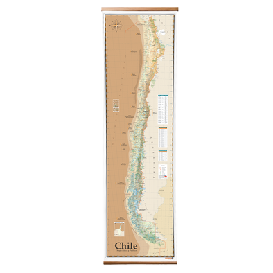 Mapa de Chile físico sepia