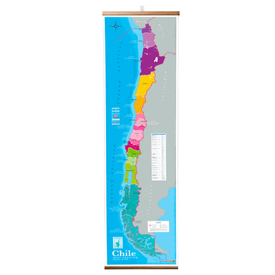 Mapa político de Chile Gran Formato (Largo)
