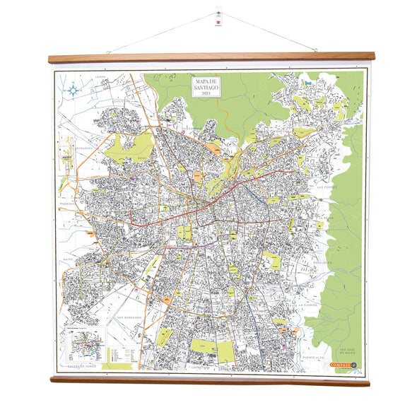 Mapa Gran Santiago 1,7x1,7 mt colgante