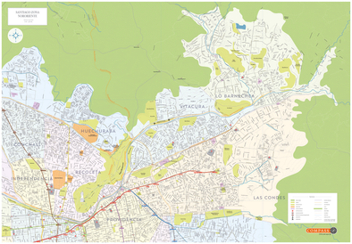 Mapa comunas zona oriente de Santiago 2,8 x 2 mt pineable