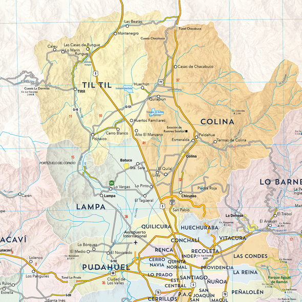 Mapa Región Metropolitana 1x1 mt pineable