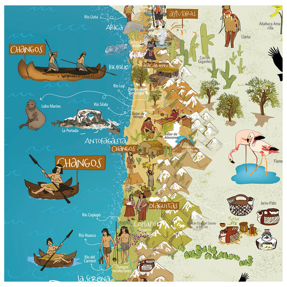 Mapa de Chile Pueblos Originarios Gran Formato