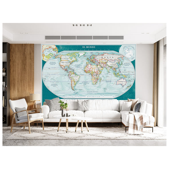 Papel Mural Planisferio con corrientes