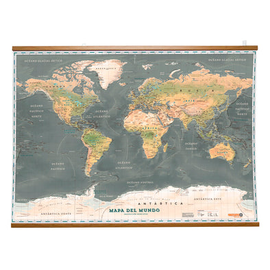 Planisferio Sepia proyección Mercator Gran Formato
