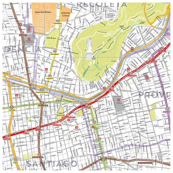 Mapa Gran Santiago 1,7x1,7 mt pineable