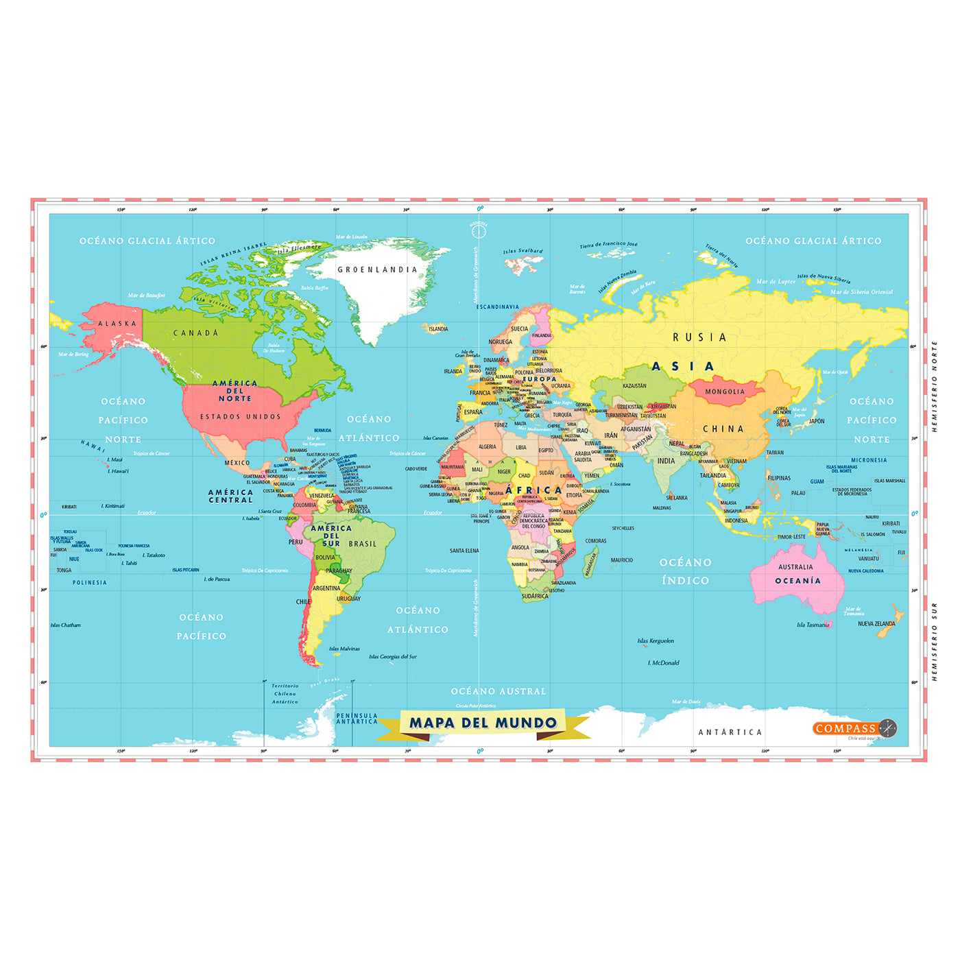 Individual educativo Mapa mundi político – Editorial Compass