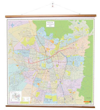 Mapa Gran Santiago 1,7x1,7 mt colgante