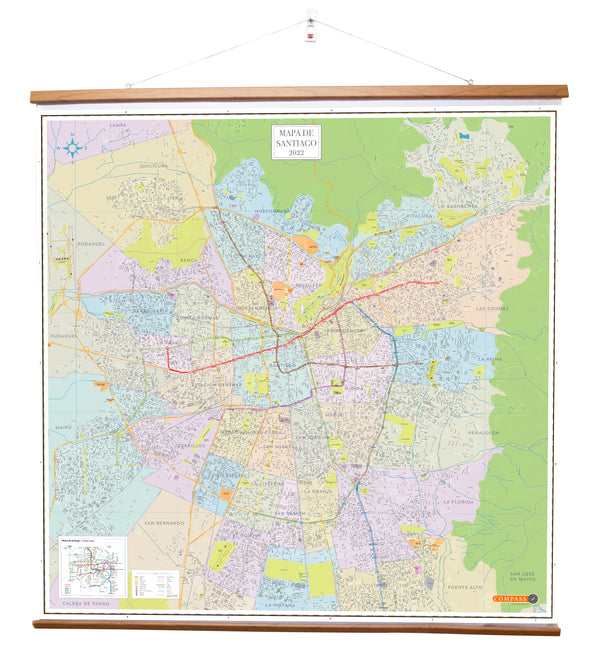 Mapa Gran Santiago 1,7x1,7 mt colgante
