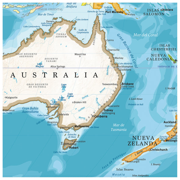 Mapa de Oceanía Gran Formato