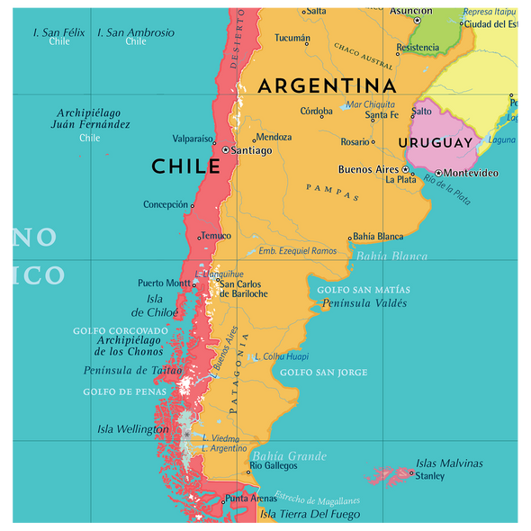 Mapa Político de Sudamérica pineable